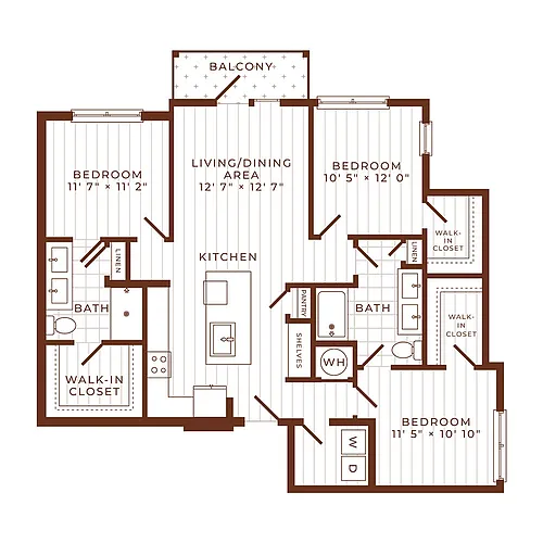 Floor plan C1: 3 Bed 2 Bath