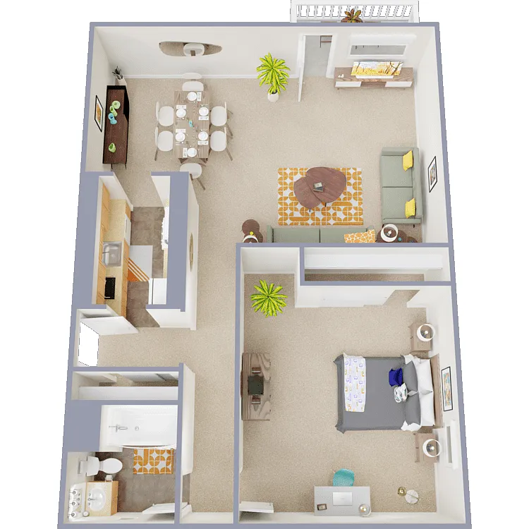 Floor plan 1 Bed 1 Bath A