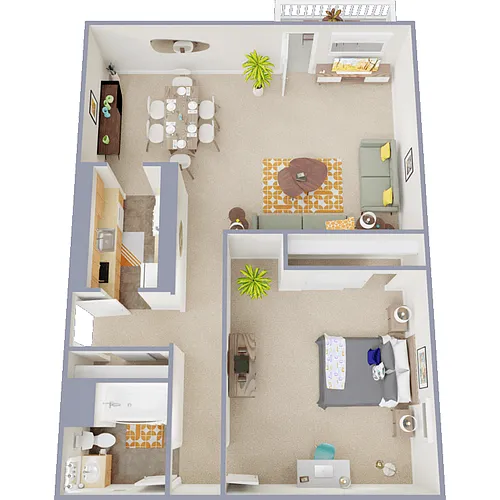 Floor plan 1 Bed 1 Bath A