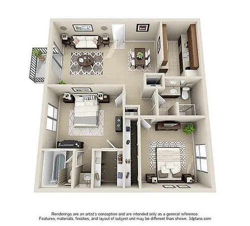 Floor plan 2 Bedroom 2 Bathroom