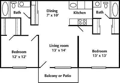 Floor plan 2 Bed 2 Bath