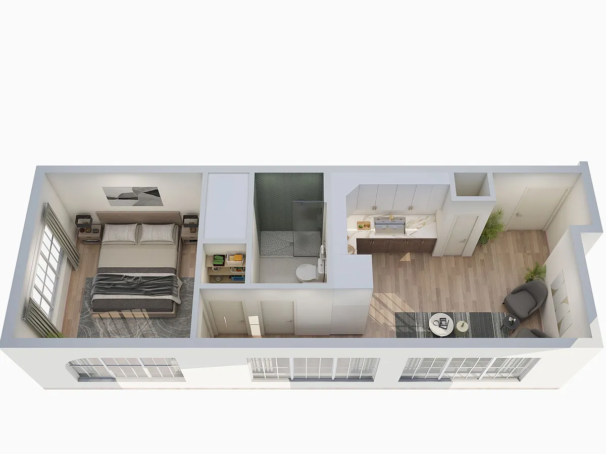 Floor plan 1 Bedroon Haven (00, corner)