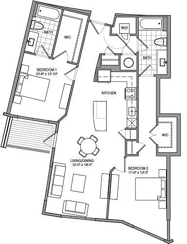 Floor plan 2 Bdrm J