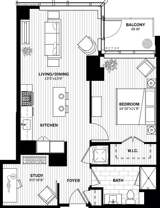 1 bed, 845 sqft, $5,950 — Photo 2