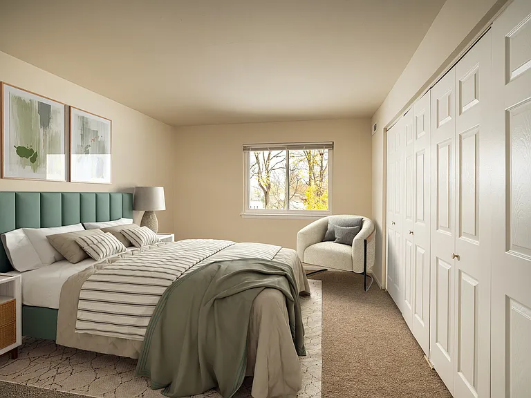 Experience tranquility in this beautifully designed bedroom, perfect for unwinding.