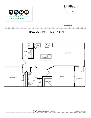 Floor plan Elm 1.1 + Den (U10)