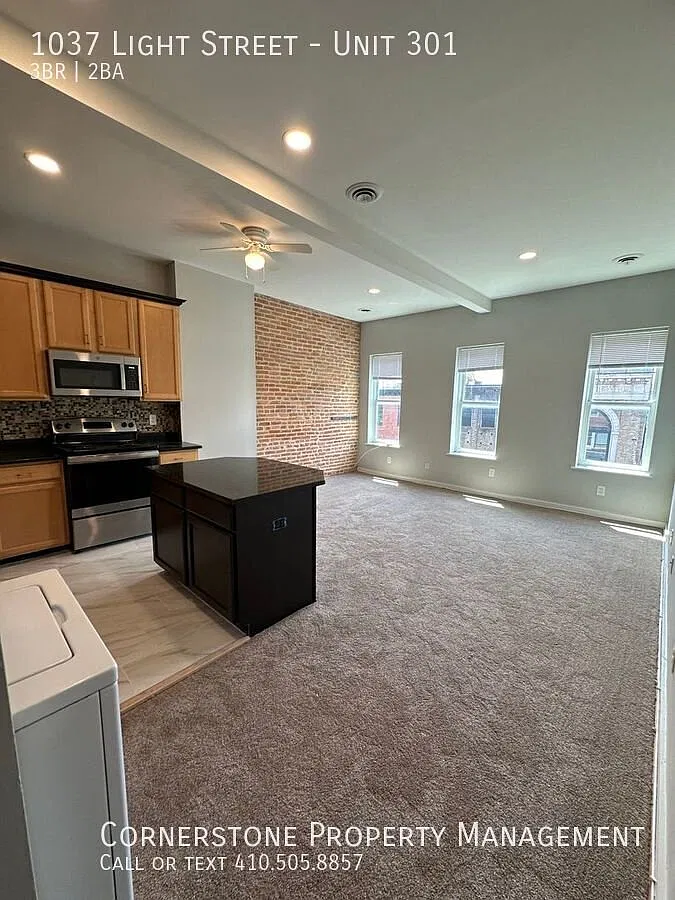 3 Beds 2 Baths | $2450 | 1037 Light St Unit 301 Baltimore, MD 21230 | Rooftop Deck! — Photo 2