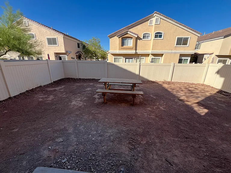 Backyard view with picnic table