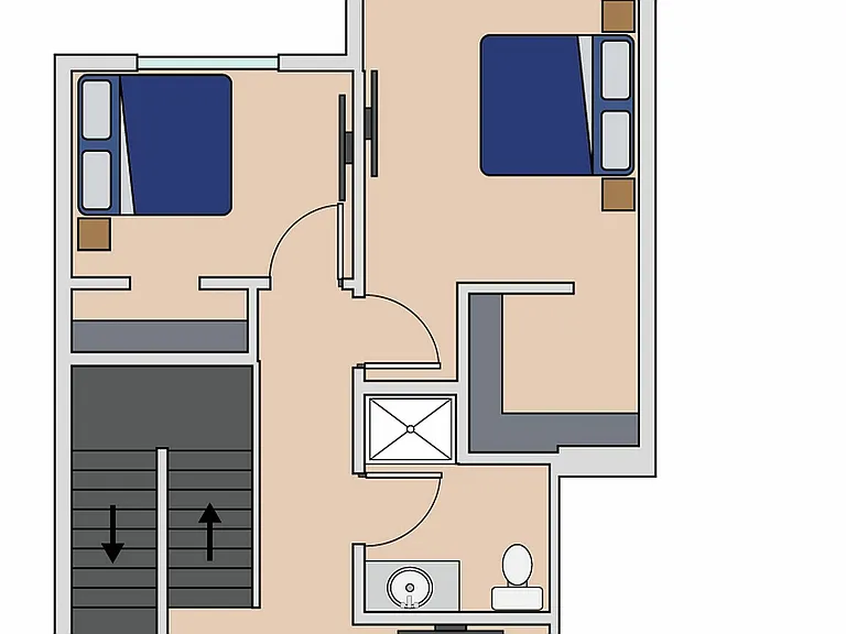 Wagon Wheel floor plan showcasing a stylish 2 bedroom, 1.5 bathroom layout. Features include spacious living area and convenient layout on the 1st floor, totaling 1,411 sq ft. Wagon Wheel floor plan showcasing a stylish 2 bedroom, 1.5 bathroom layout. Fea