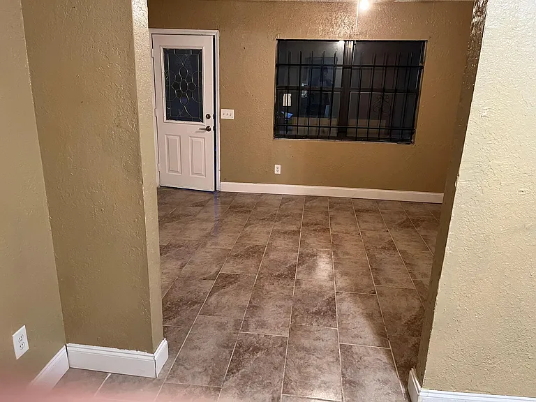 Living room with beautiful new porcelain tiles