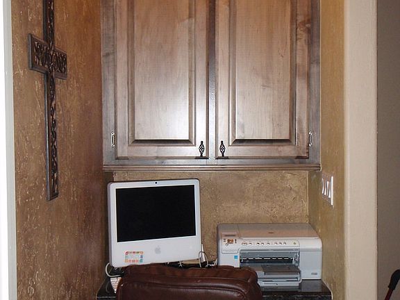 Built in desk with slab granite