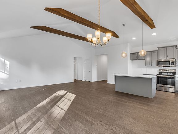 Kitchen with center island of the Dalton Model from Garman Builders