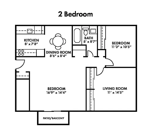 Floor plan 2 Bedroom Garden C