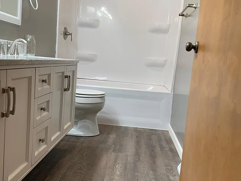 Main bathroom is completely remodeled from the studs in