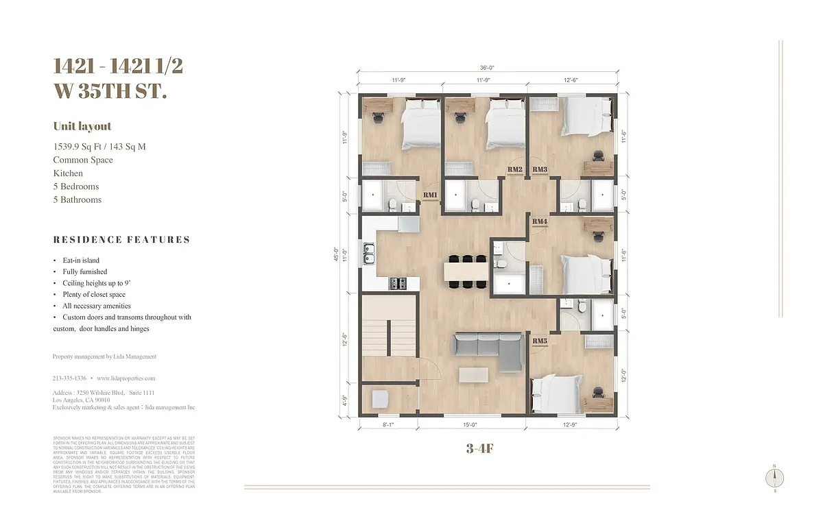 Floor plan Private room at 1421 W 35th St-5B5B