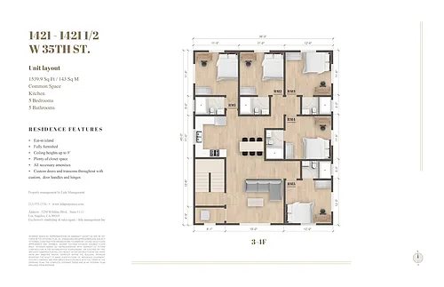 Floor plan Private room at 1421 W 35th St FL2