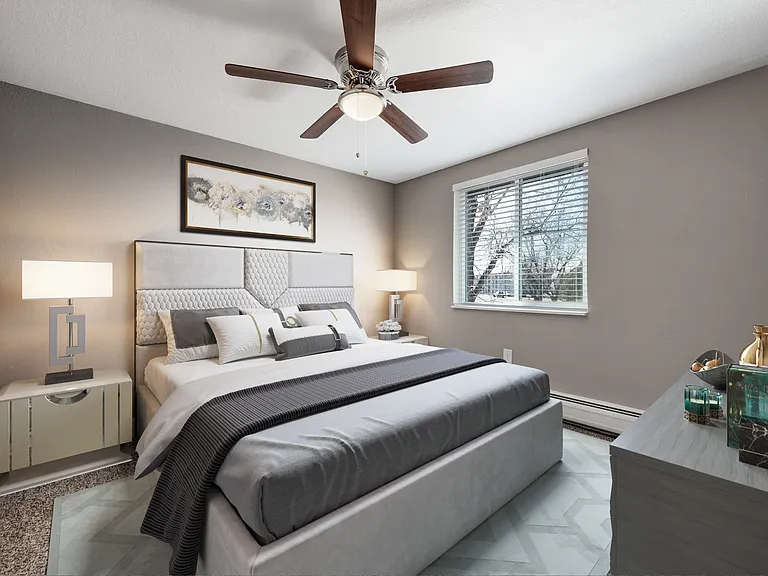 Two bedroom floorplan bedroom with large window