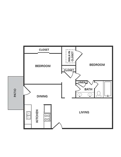 Floor plan B1 | 2 Bed | 1 Bath| Premium
