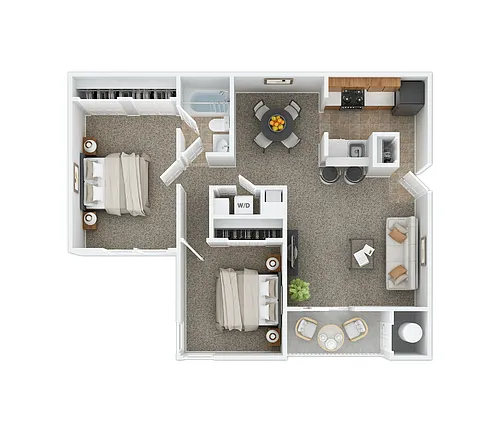 Floor plan 2BR 877 sq ft