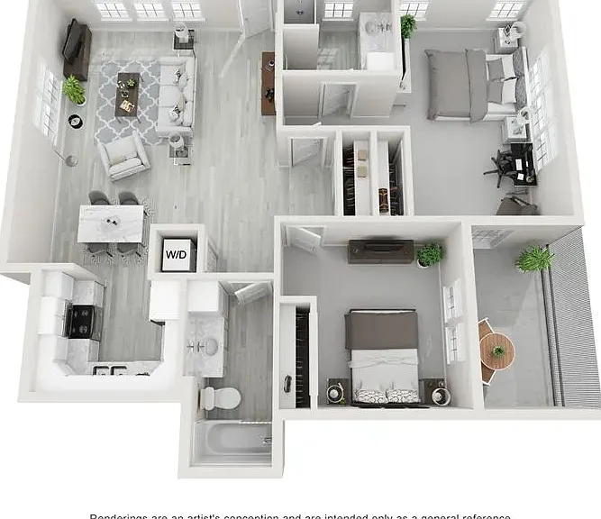 A photo of our 2x2 floor plan, The Aqua.