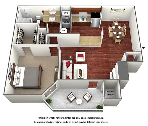 Floor plan One Bed One Bath - A2