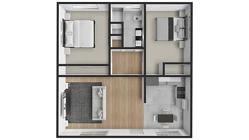 Floor plan 216 Layout B - 2 bed 1 bath