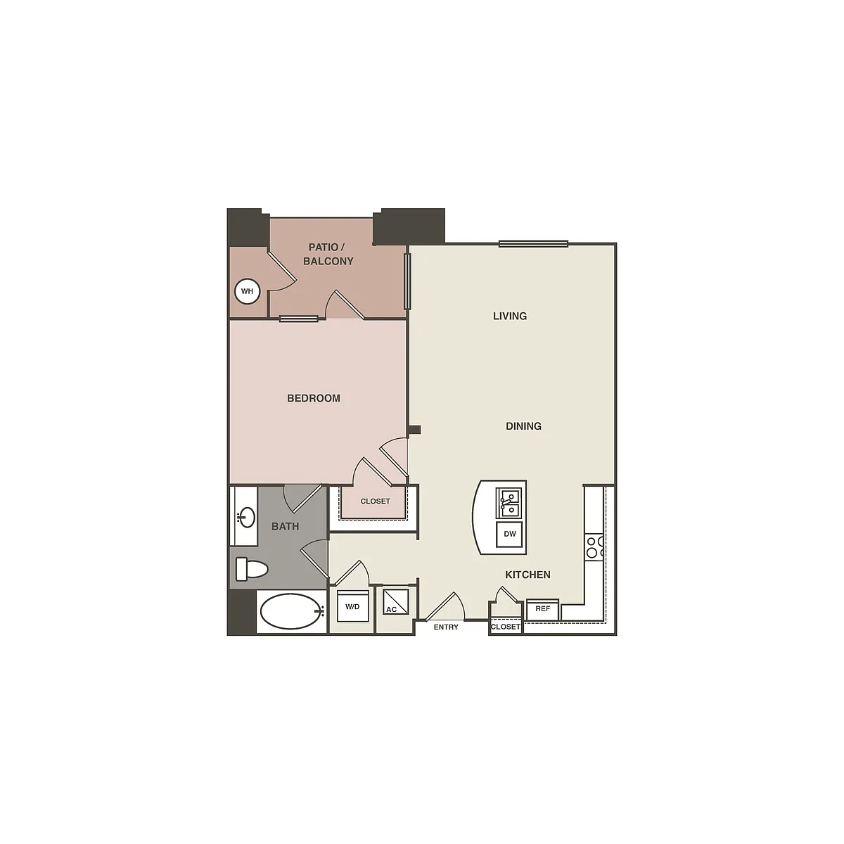 Floor plan 1 Bedrm 1 Bath 775