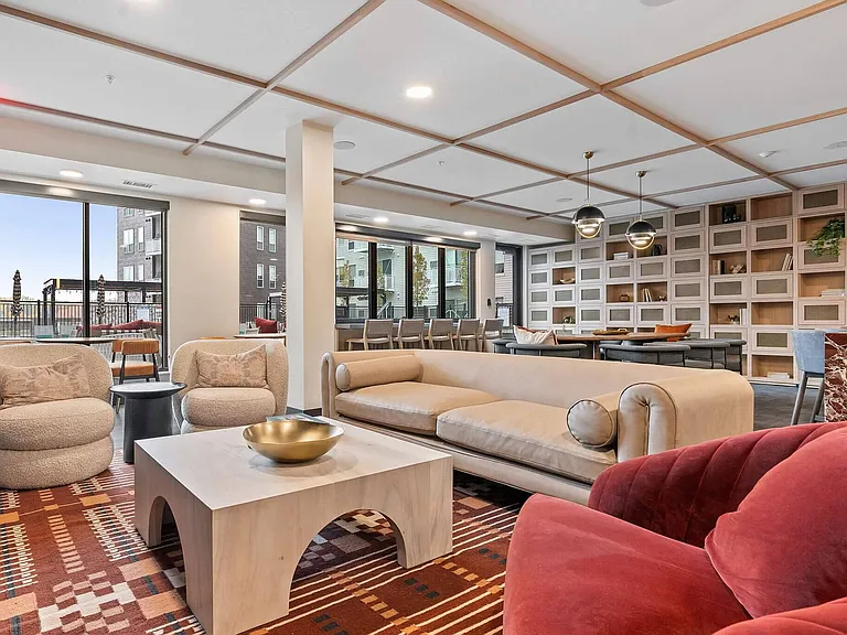 Relax in our Resident Lounge with Modern Finishes at The Hallon Luxury Apartments in Hopkins MN | apartments near St Louis Park MN