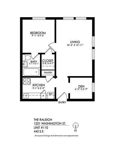 Floor plan 1 Bedroom-Hardwood