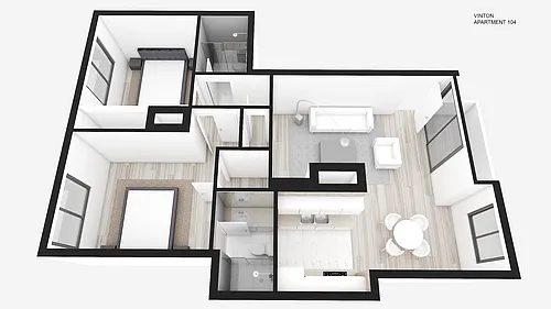 Floor plan Two Bed ~ Two Bath