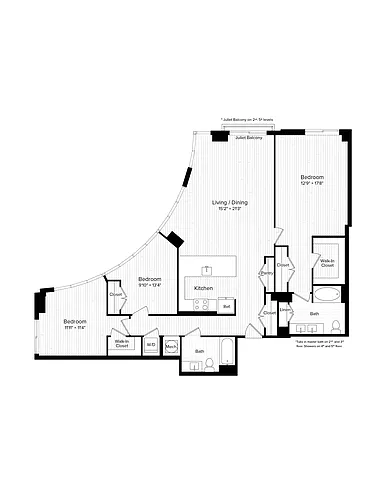 Floor plan C08 Three Bedroom Two Bath