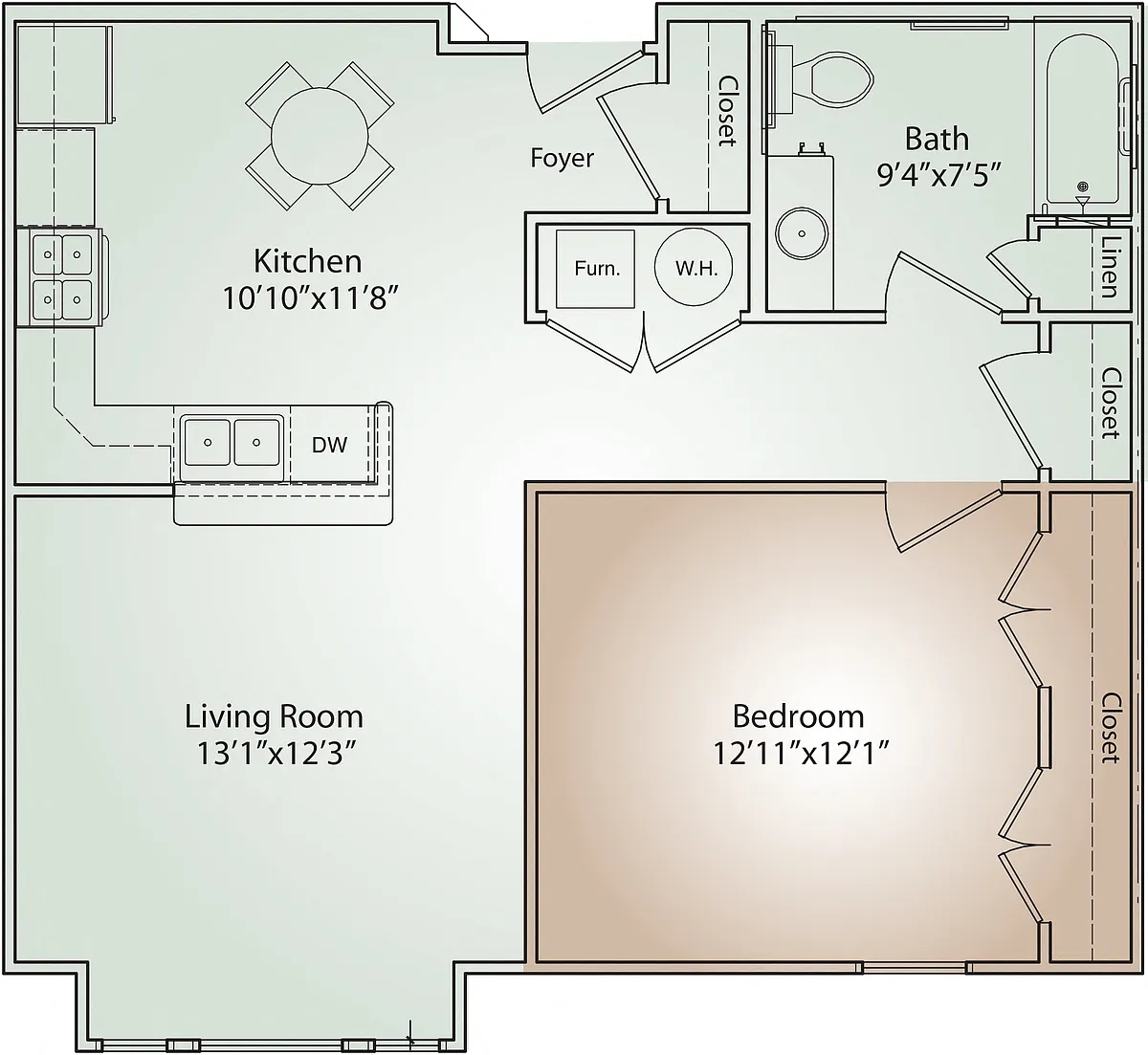 Floor plan 1 Bedroom 1 Bathroom