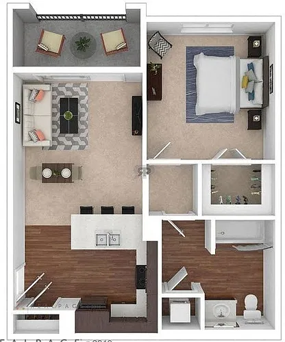 Floor plan One Bedroom - 3