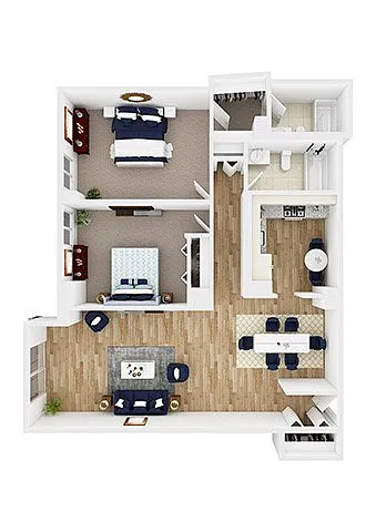 Floor plan Basquiat - Two Bedroom, Two Bath (West)