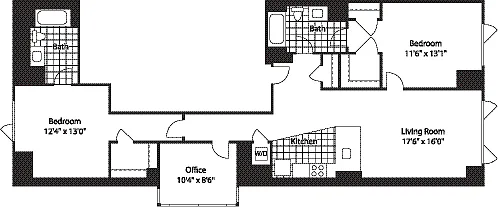 Floor plan 2 Bed (North)- 1385