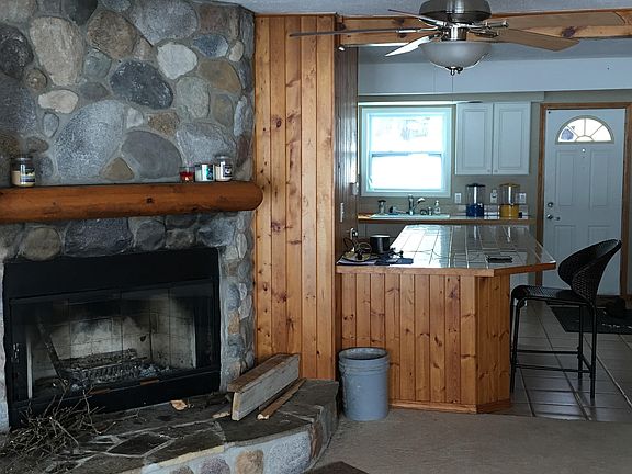 Fieldstone fireplace