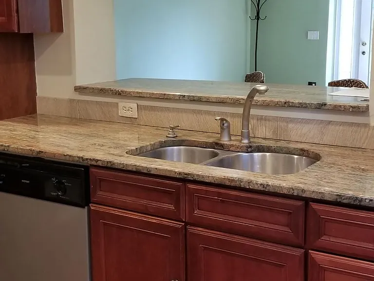 Kitchen bar overlooking living room