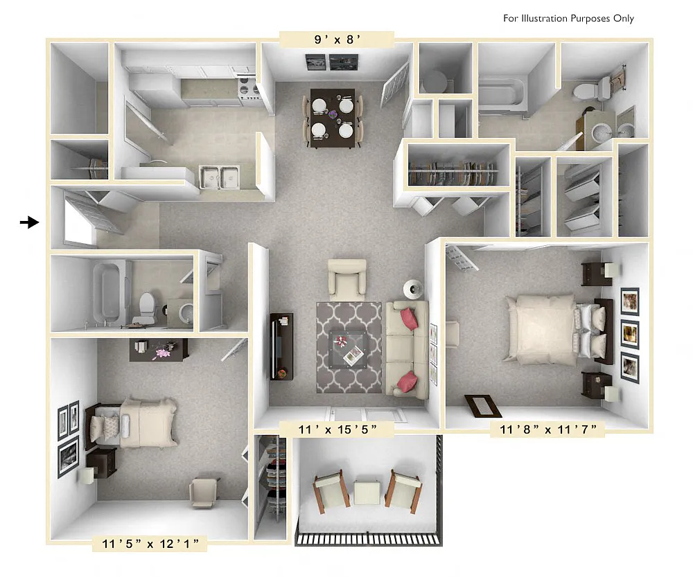 Floor plan The Marina 2 BR 2 BA