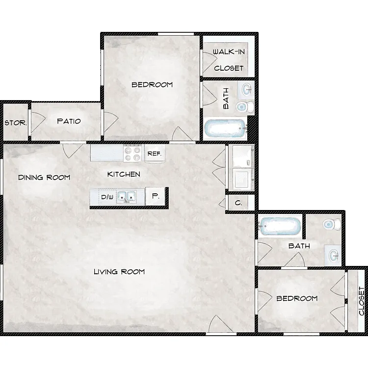 Floor plan 2 Bed 2 Bath