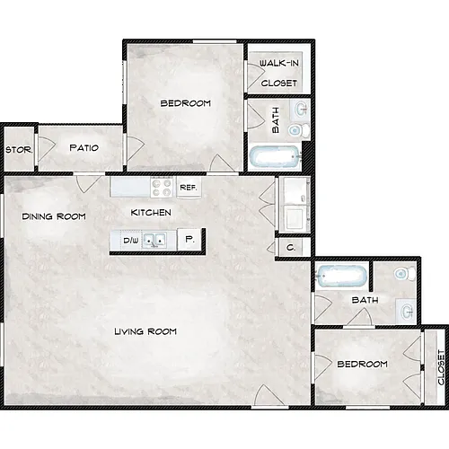 Floor plan 2 Bed 2 Bath