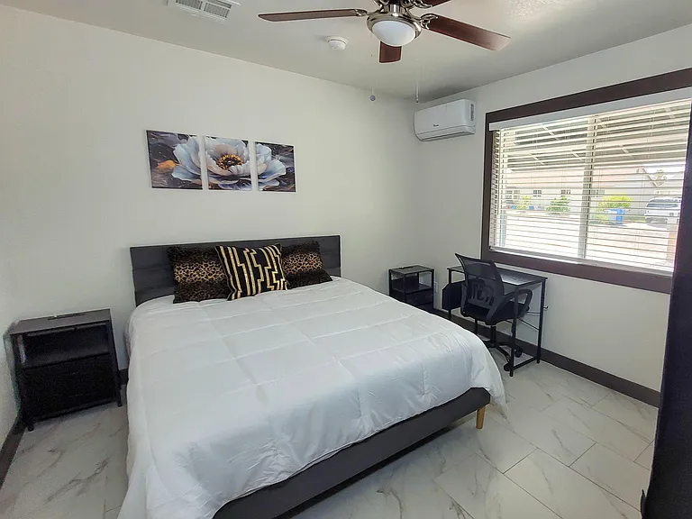 Beautiful bright room with large wardrobe