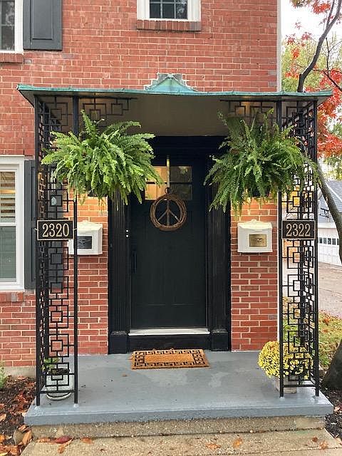 Covered front door.