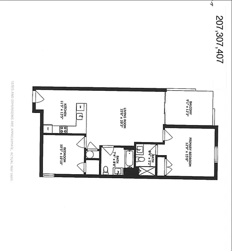 Floor plan 2 Bed 2 Bath Back Facing with DECK