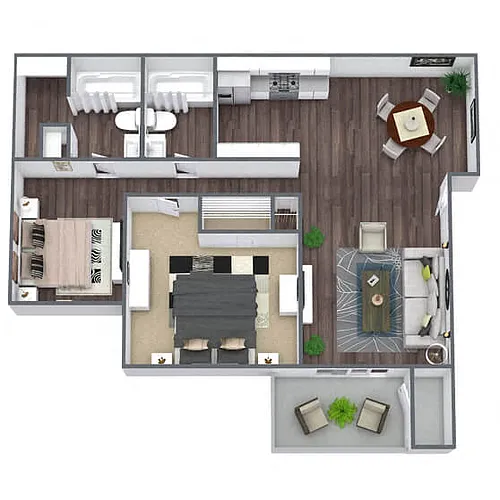 Floor plan B2: 2 Bed 2 Bath