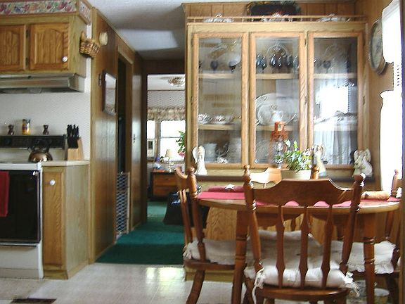 Dining area with built-in china cabinet