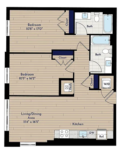 Floor plan A 2BR-E1.2
