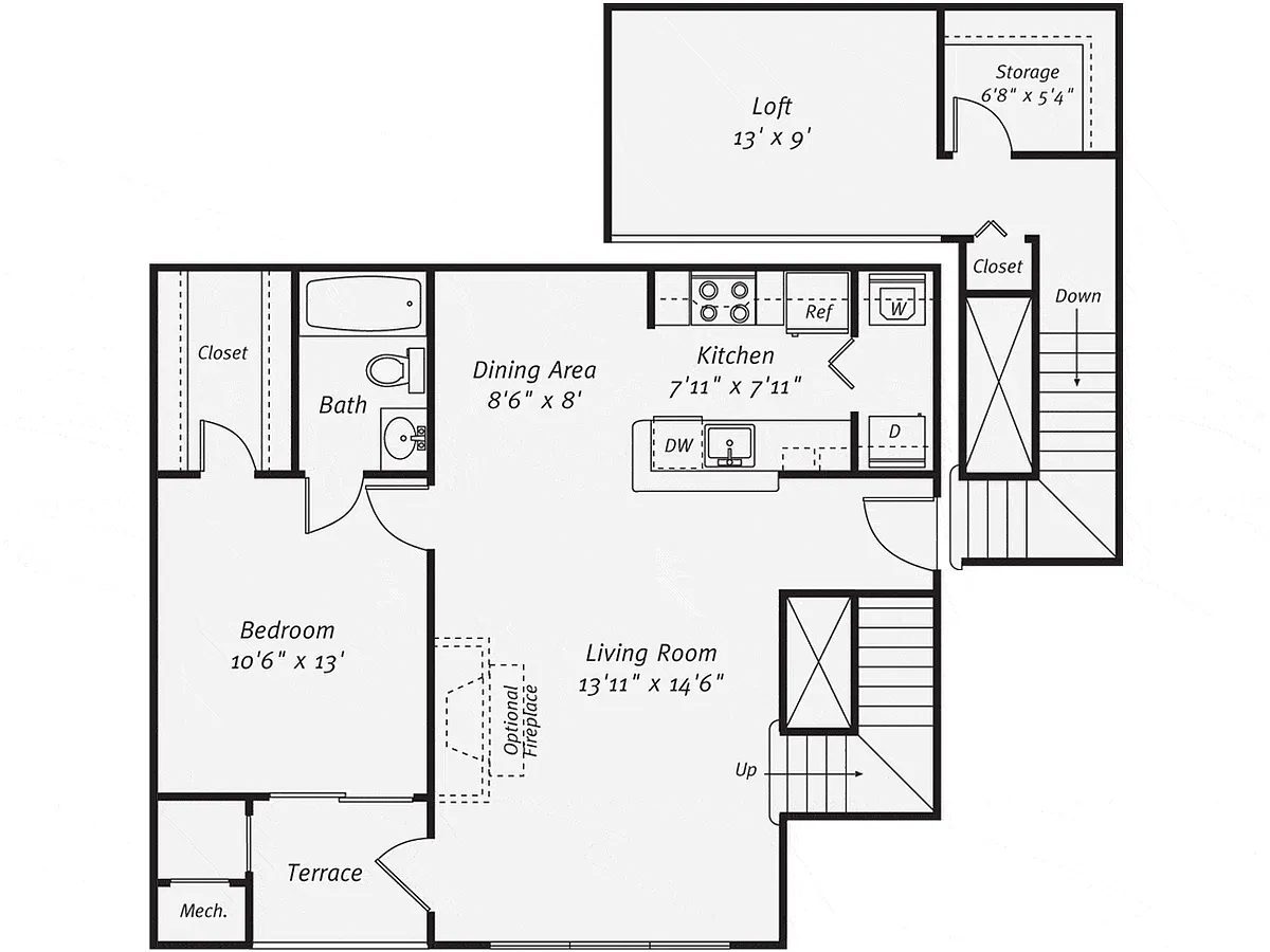 Floor plan 1 Bedroom 1 Bathroom