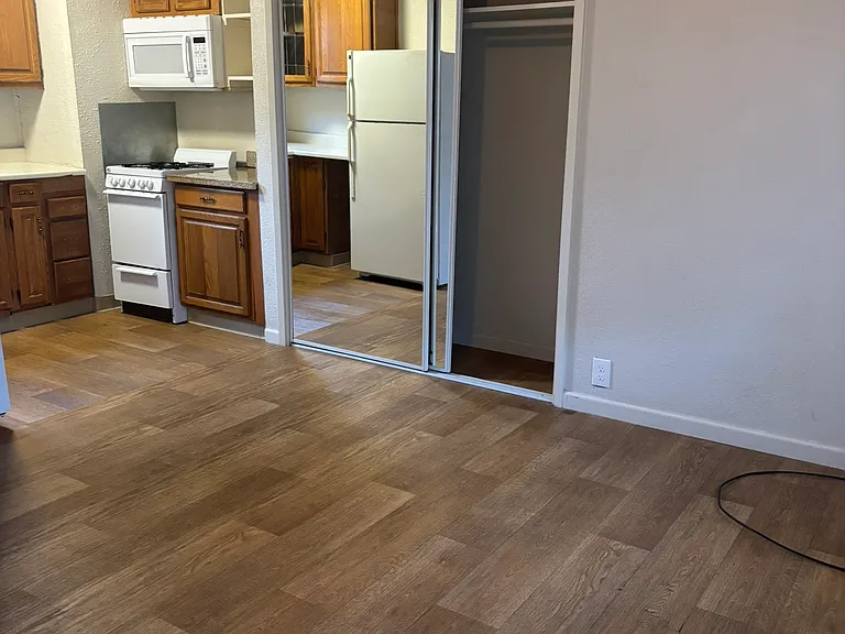 Living area w/closet, kitchen