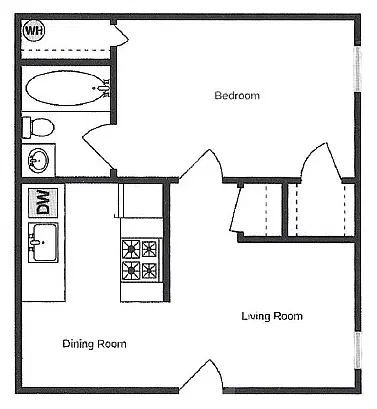 Floor plan Premium 1 Bed 1 Bath