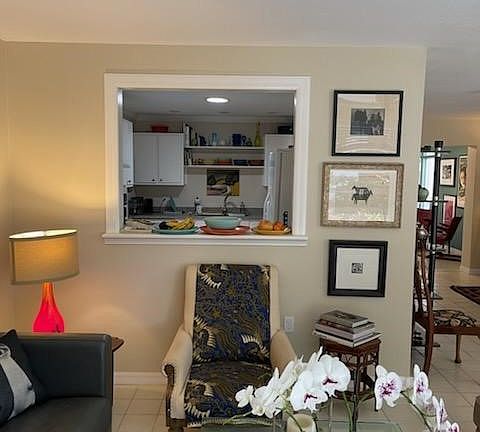 looking from living room into kitchen